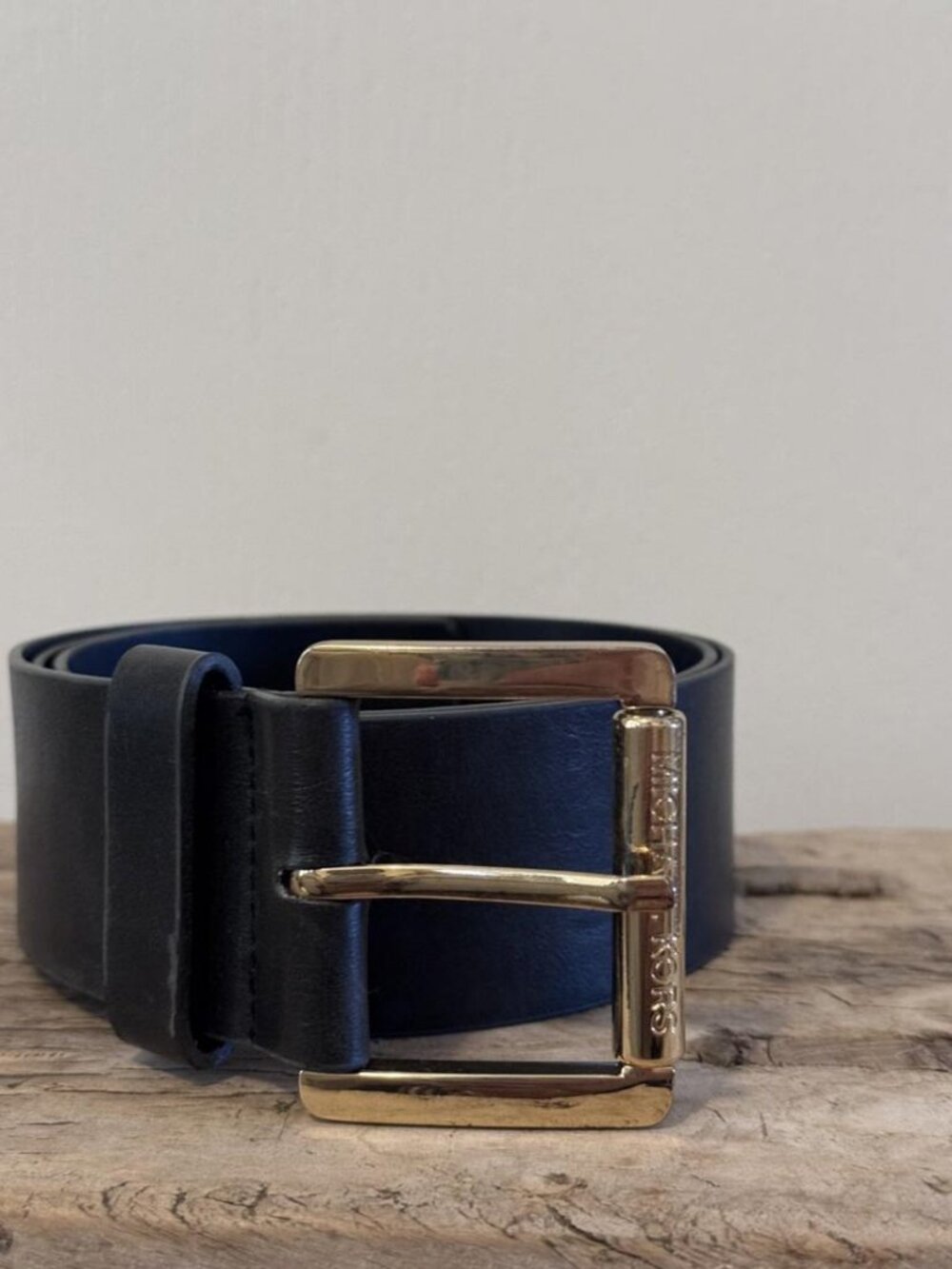 Michael Kors Black Wide Belt Gold Logo Buckle Size M